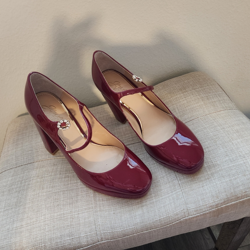 Badgley Mischka Deep Red Mary Jane Heels - Picture 5 of 7